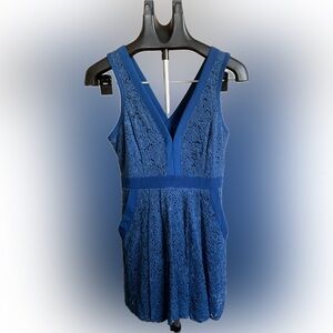 Free People Lovely in Lace Blue Cutout Dress with Pockets